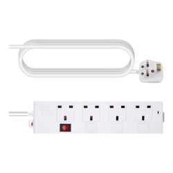 Vision - Napájecí pásek - AC 230 V - vstup: BS 1363 - výstupní konektory: 4 (BS 1363) - 1.8 m kabel - Velká Británie - bílá