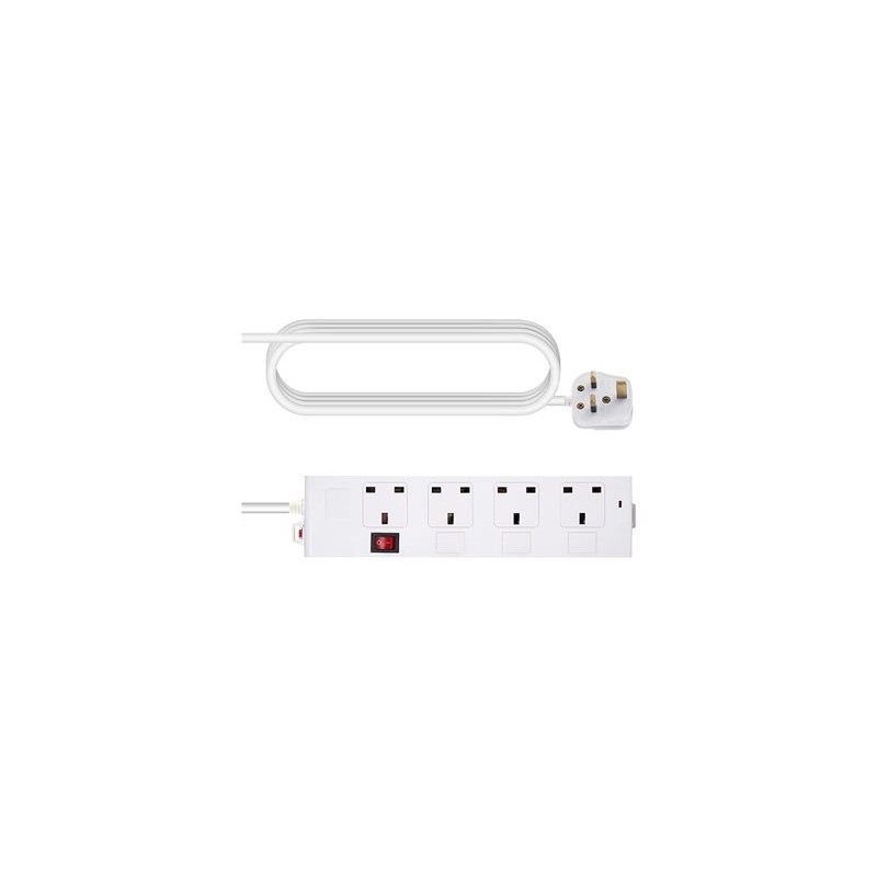 Vision - Napájecí pásek - AC 230 V - vstup: BS 1363 - výstupní konektory: 4 (BS 1363) - 1.8 m kabel - Velká Británie - bílá