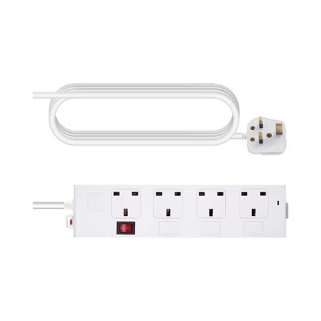 Vision - Napájecí pásek - AC 230 V - vstup: BS 1363 - výstupní konektory: 4 (BS 1363) - 1.8 m kabel - Velká Británie - bílá