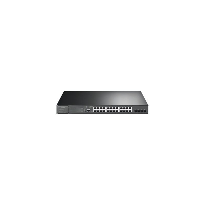 TP-Link JetStream TL-SG3428MP V6.6 - Přepínač - L2+ - řízený - 24 x 10/100/1000 (PoE+) + 4 x gigabitů SFP - Lze montovat do