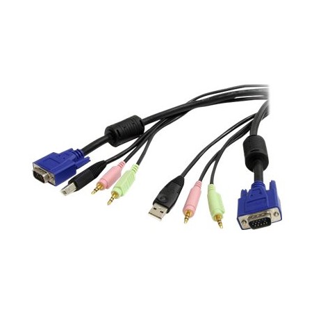 StarTech.com 10 ft 4-in-1 USB VGA KVM Cable with Audio and Microphone - VGA KVM Cable - USB KVM Cable - KVM Switch Cable