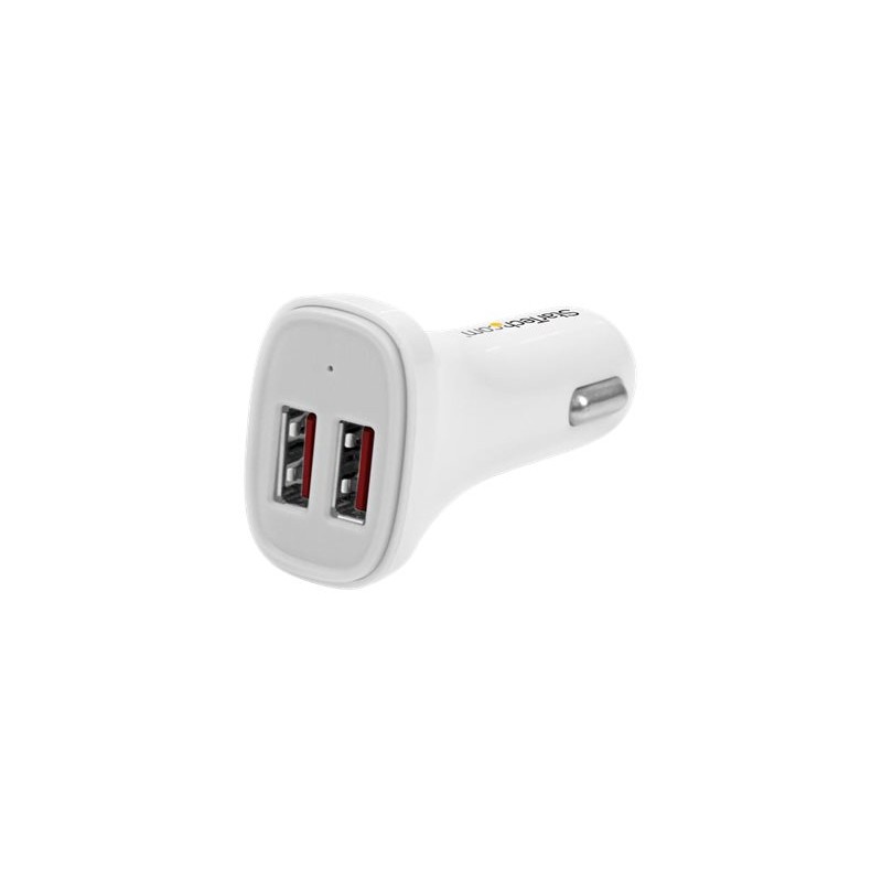 StarTech.com Dual Port USB Car Charger - 24W/4.8A White - Napájecí adaptér do auta - 24 Watt - 4.8 A - 2 výstupní konektory