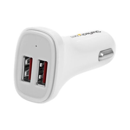 StarTech.com Dual Port USB Car Charger - 24W/4.8A White - Napájecí adaptér do auta - 24 Watt - 4.8 A - 2 výstupní konektory
