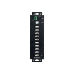 StarTech.com 10-Port Industrial USB 2.0 Hub, Rugged USB Hub w/15kV Air/8kV Contact ESD Level 4 Protection, DIN/Wall/Desk
