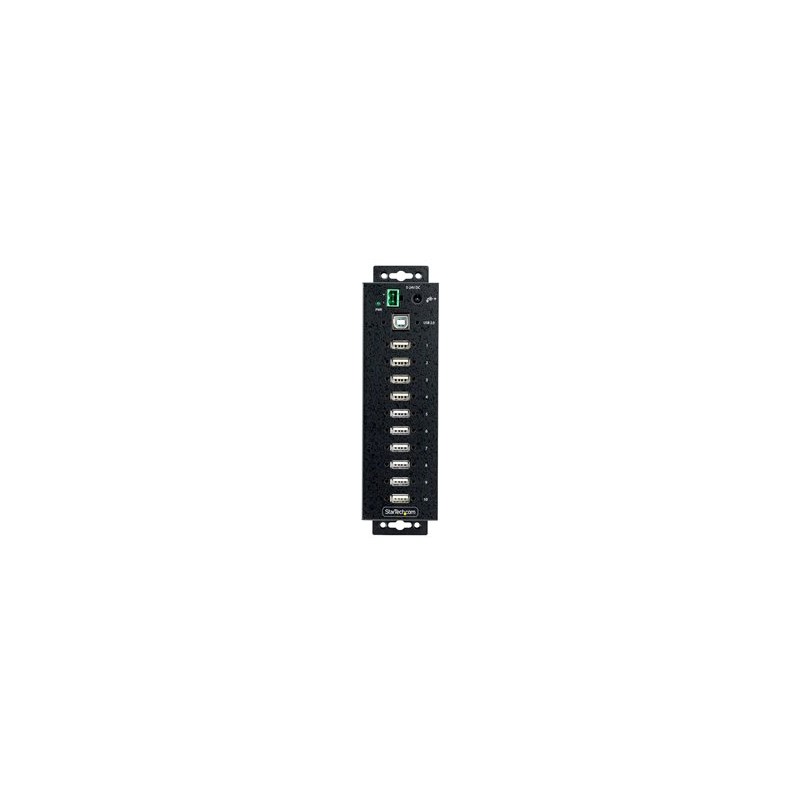 StarTech.com 10-Port Industrial USB 2.0 Hub, Rugged USB Hub w/15kV Air/8kV Contact ESD Level 4 Protection, DIN/Wall/Desk
