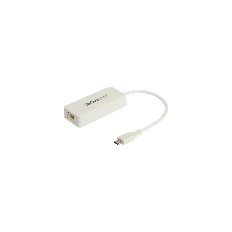 StarTech.com USB C to Gigabit Ethernet Adapter with USB A Port, White 1Gbps NIC USB 3.0/USB 3.1 Type C Network Adapter, 1GbE