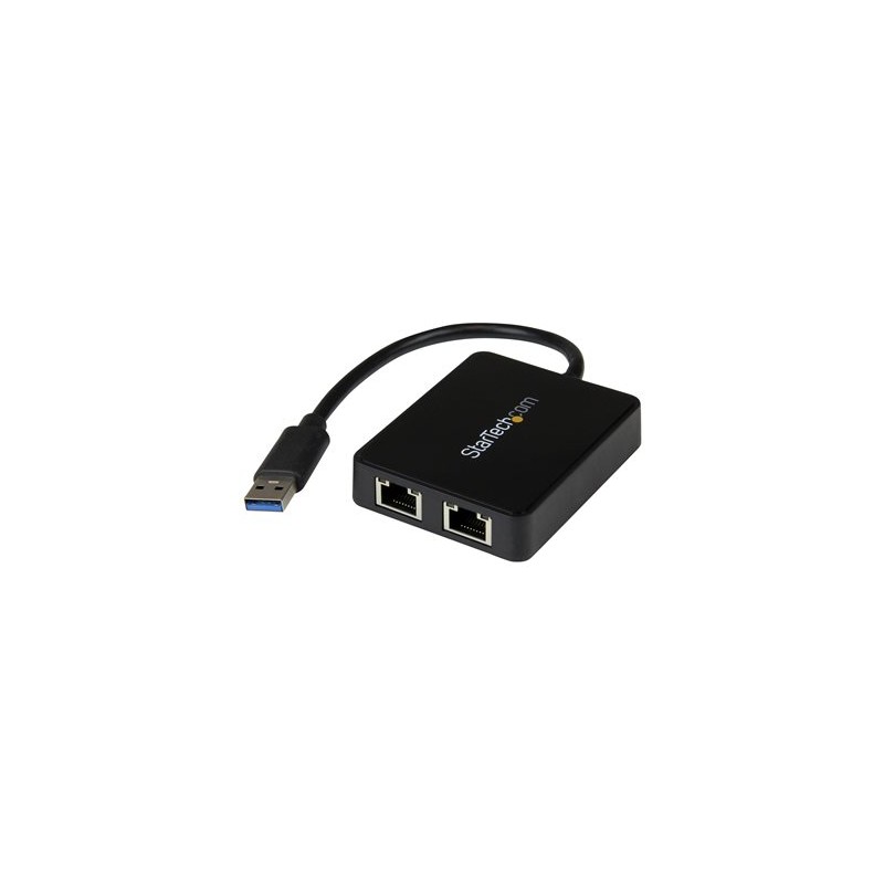 StarTech.com USB 3.0 to Dual Port Gigabit Ethernet Adapter w/ USB Port - 10/100/100 - USB Gigabit LAN Network NIC Adapter