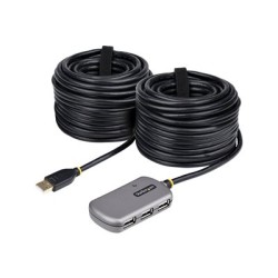 StarTech.com USB Extender Hub, 24m USB 2.0 Extension Cable with 4-Port USB Hub, Active/Bus Powered USB Repeater Cable, Optional