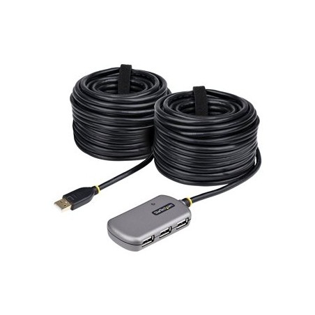 StarTech.com USB Extender Hub, 24m USB 2.0 Extension Cable with 4-Port USB Hub, Active/Bus Powered USB Repeater Cable, Optional