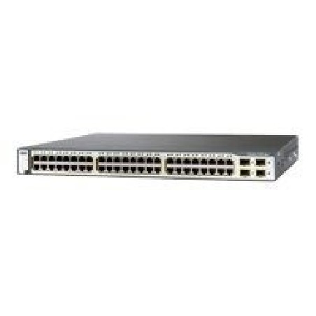 Cisco Catalyst 3750-48PS - Přepínač - L3 - řízený - 48 x 10/100 (PoE) + 4 x SFP - Lze montovat do rozvaděče - PoE - repasovaný