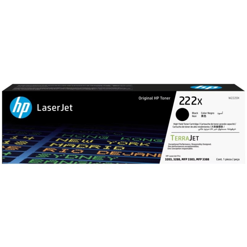 HP 222X - Vysoká výtežnost - cerná - originální - LaserJet - kazeta s barvivem (W2220X) - pro Color LaserJet Pro 4202dn
