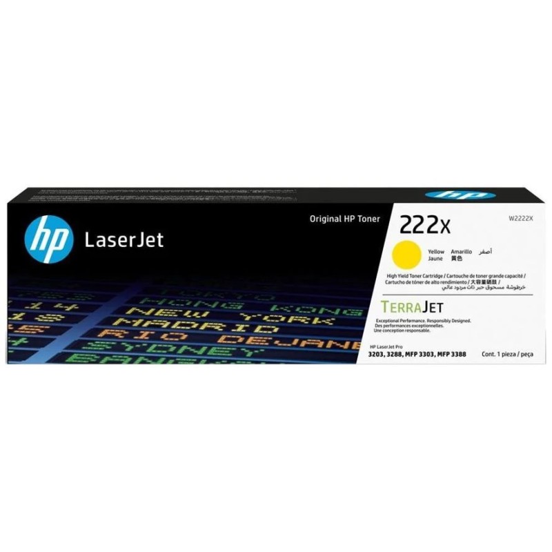 HP 222X - Vysoká výtežnost - žlutá - originální - LaserJet - kazeta s barvivem (W2222X) - pro Color LaserJet Pro MFP 3302fdn