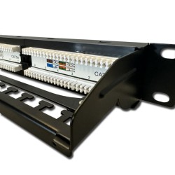 DATACOM Patch panel 19" UTP 24 port CAT5E DUAL 1U BK (4x6p) vyvazovací lišta