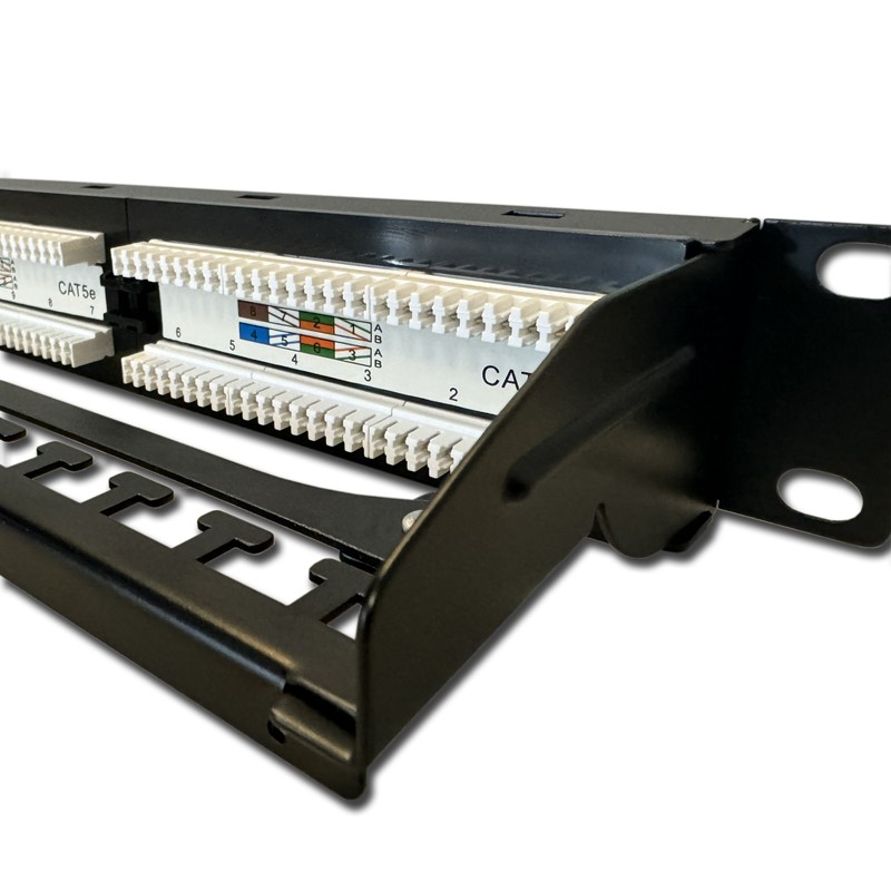DATACOM Patch panel 19" UTP 24 port CAT5E DUAL 1U BK (4x6p) vyvazovací lišta