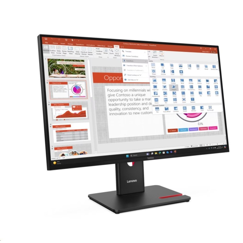 LENOVO LCD T27-40 - 27",IPS,matný,16:9,1920x1080,120Hz,4ms,300cd/m2,1500:1,HDMI,DP,VGA,USBHub,USB-C,PD15W,VESA,Pivot