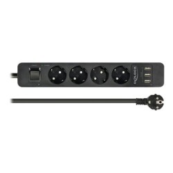 Delock Extension Socket - Napájecí pásek - AC 250 V - 4000 Watt - vstup: power CEE 7/7 - výstupní konektory: 4 (3 x USB typ A