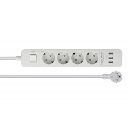 Delock Extension Socket - Napájecí pásek - AC 250 V - 4000 Watt - vstup: power CEE 7/7 - výstupní konektory: 4 (3 x USB typ A