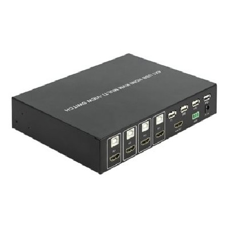 Delock 4 in 1 Multiview - Přepínač KVM / audio / USB - 4 x KVM / zvuk / USB - 1 místní uživatel - desktop
