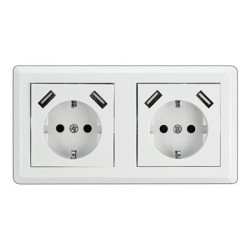 2-Way Wall Socket with 4 x USB Type-A Ch, 2-Way Wall Socket with 4 x USB Type-A Ch