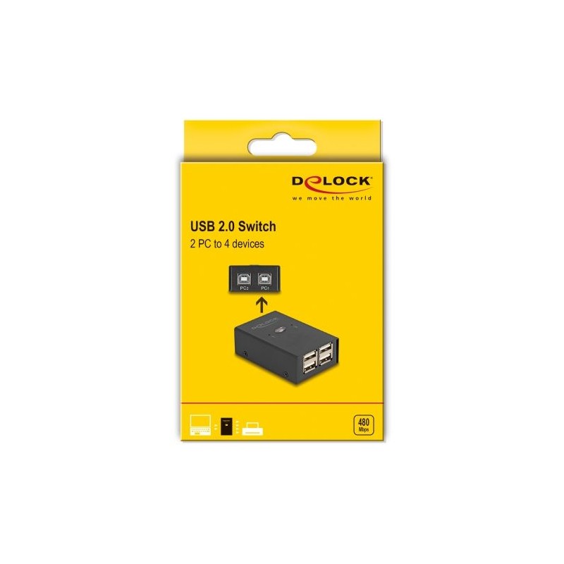 Delock - USB spínac - 2 PC na 4 zarízení - 6 x USB 2.0 - desktop