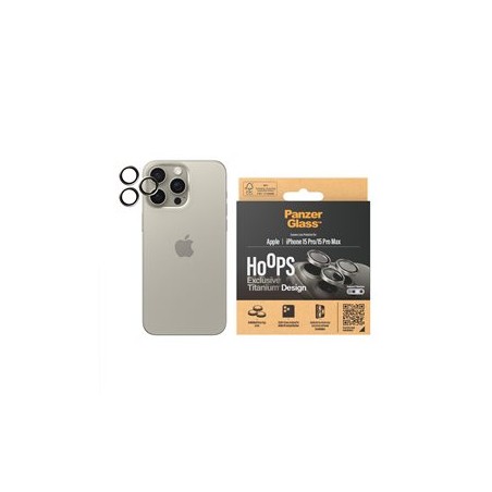 PanzerGlass Hoops - Chránic na objektiv pro mobilní telefon - sklo - barva rámu cerná - pro Apple iPhone 15 Pro, 15 Pro Max 1198