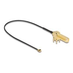 Delock - Kabel antény - SMA (F) 90° PCB do MHF I - 25 cm - koaxiál - cerná