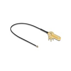Delock - Kabel antény - RP-SMA (F) 90° PCB do MHF 4L (M) - 25 cm - 1.13 mm - koaxiál - cerná