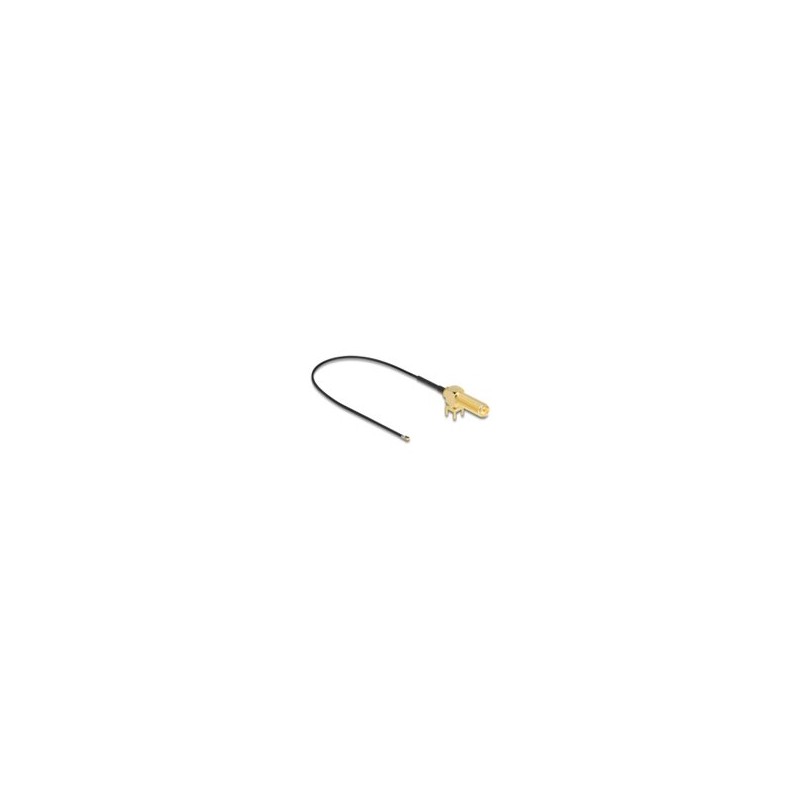 Delock - Kabel antény - RP-SMA (F) 90° PCB do MHF 4L (M) - 25 cm - 1.13 mm - koaxiál - cerná