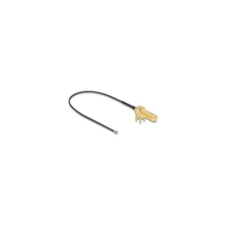Delock - Kabel antény - RP-SMA (F) 90° PCB do MHF 4L (M) - 25 cm - 1.13 mm - koaxiál - cerná