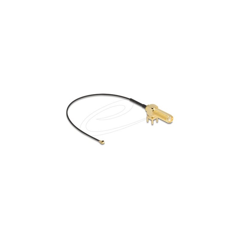 Delock - Kabel antény - SMA se zdírkami (female) montážní deska do MHF I s piny (male) rovné - 15 cm - koaxiál - šedá