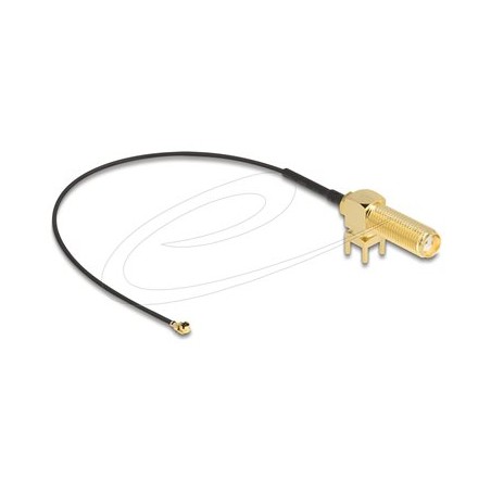 Delock - Kabel antény - SMA se zdírkami (female) montážní deska do MHF I s piny (male) rovné - 15 cm - koaxiál - šedá