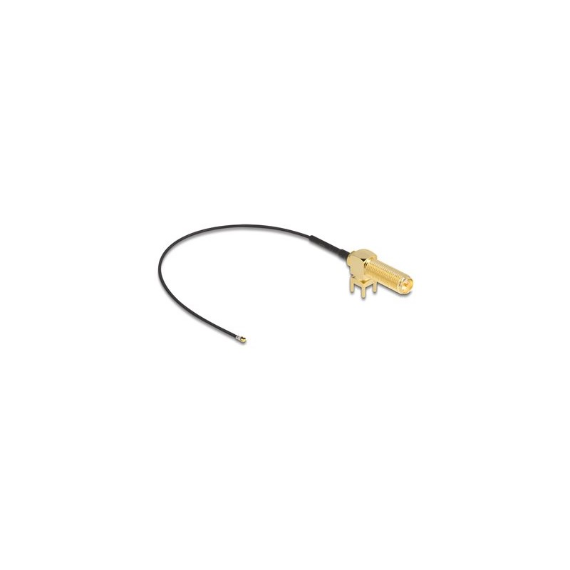 Delock - Kabel antény - RP-SMA (R) montážní deska do MHF 4L (Z) rovné - 15 cm - 1.13 mm - koaxiál - cerná