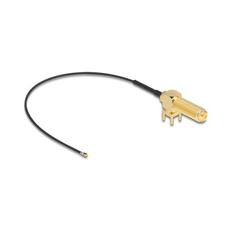 Delock - Kabel antény - RP-SMA (R) montážní deska do MHF 4L (Z) rovné - 15 cm - 1.13 mm - koaxiál - cerná