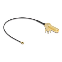 Delock - Kabel antény - RP-SMA (R) montážní deska do MHF I (Z) rovné - 15 cm - 1.13 mm - koaxiál - cerná