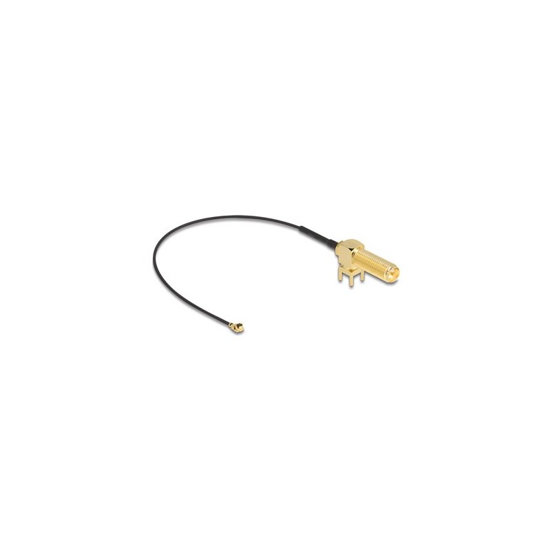 Delock - Kabel antény - RP-SMA (R) montážní deska do MHF I (Z) rovné - 15 cm - 1.13 mm - koaxiál - cerná