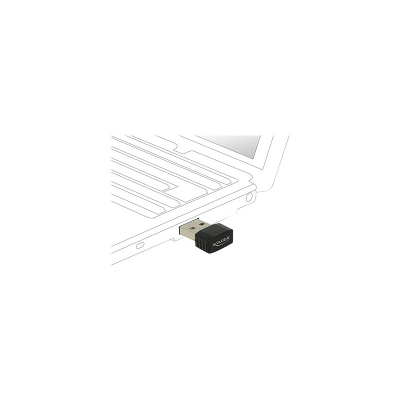 Delock USB 2.0 Dual Band WLAN ac/a/b/g/n Nano Stick - Síťový adaptér - USB 2.0 - Wi-Fi 5 - černá