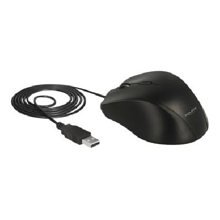 Delock - Myš - levák - optický - 5 tlačítka - kabelové - USB - černá - maloobchod