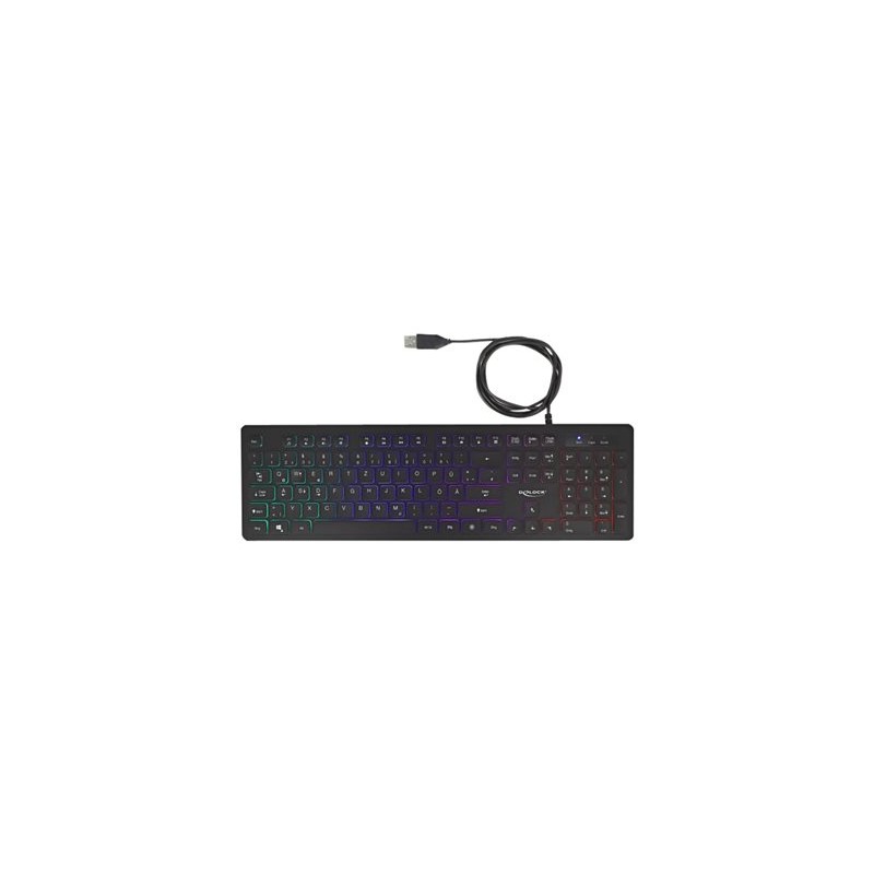 Delock - Klávesnice - podsvícení - USB - QWERTZ - německá - černá - maloobchod