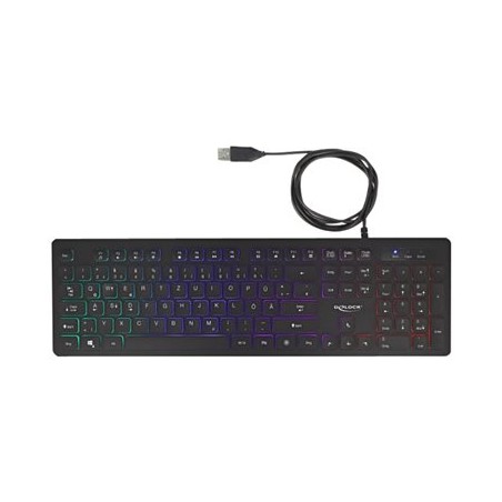 Delock - Klávesnice - podsvícení - USB - QWERTZ - německá - černá - maloobchod