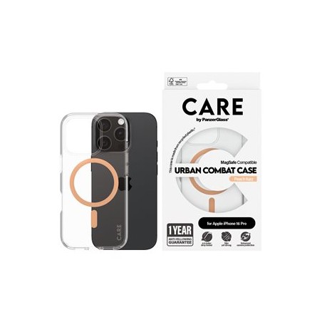 CARE by PanzerGlass - Zadní kryt pro mobilní telefon - kompatibilita s MagSafe - recyklovaný plast - broskvový, průsvitná - pro