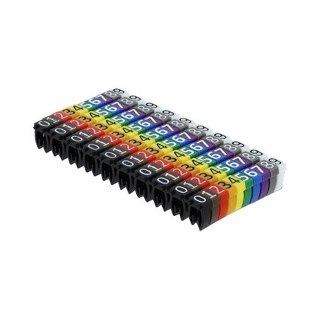 Delock - Sada klips pro označení kabelů - šedá, černá, bílá, modrá, žlutá, červená, zelená, hnědá, oranžová, fialová
