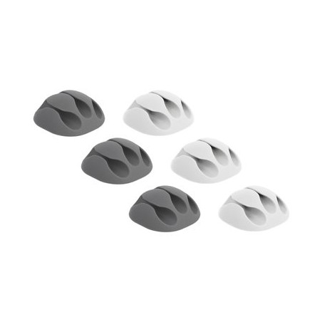 Delock with 3 feed-throughs - Sada držáku kabelu - montáž na stůl, povrchová montáž, montáž na stěnu - šedá, bílá