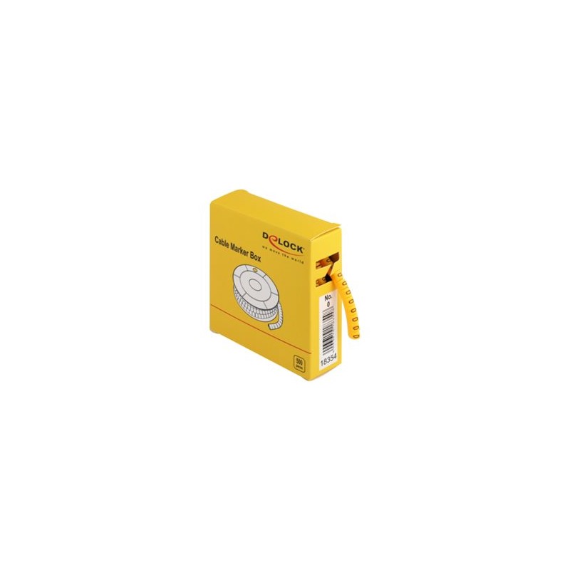 Delock Cable Marker Box, No. 0 - Wire / cable marker (preprinted) - žlutá (balení 500)