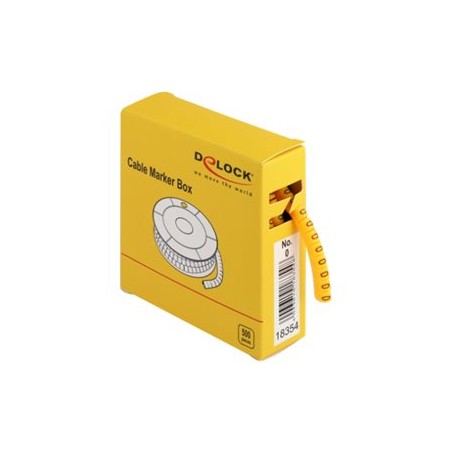Delock Cable Marker Box, No. 0 - Wire / cable marker (preprinted) - žlutá (balení 500)