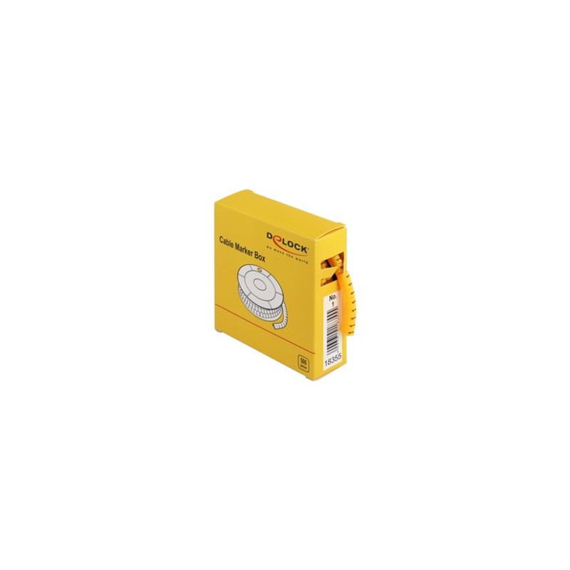 Delock Cable Marker Box, No. 1 - Wire / cable marker (preprinted) - žlutá (balení 500)