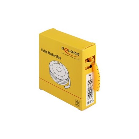 Delock Cable Marker Box, No. 1 - Wire / cable marker (preprinted) - žlutá (balení 500)