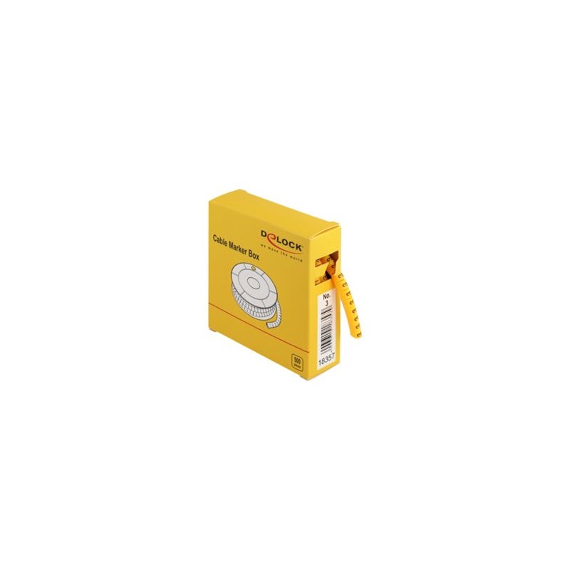 Delock Cable Marker Box, No. 3 - Wire / cable marker (preprinted) - žlutá (balení 500)