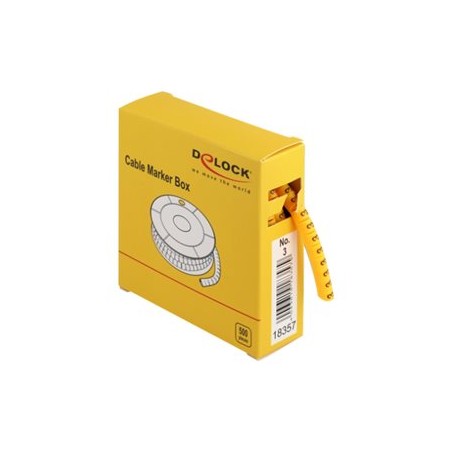 Delock Cable Marker Box, No. 3 - Wire / cable marker (preprinted) - žlutá (balení 500)