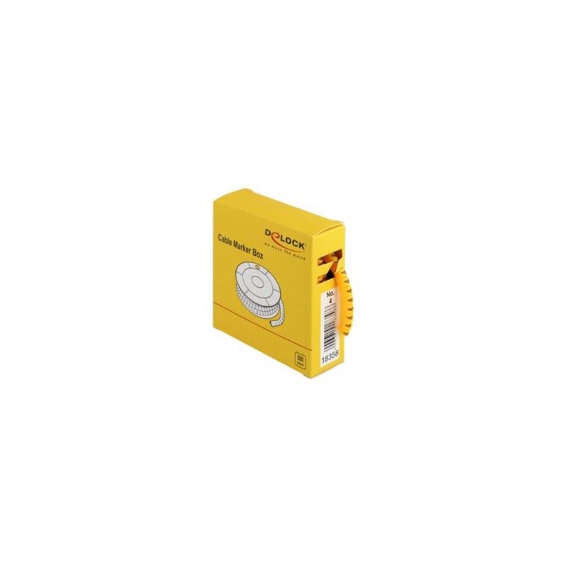 Delock Cable Marker Box, No. 4 - Wire / cable marker (preprinted) - žlutá (balení 500)