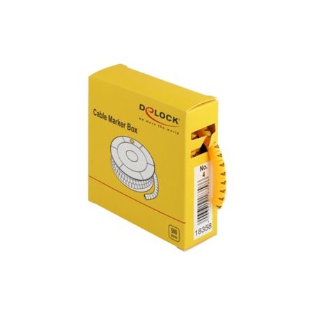 Delock Cable Marker Box, No. 4 - Wire / cable marker (preprinted) - žlutá (balení 500)